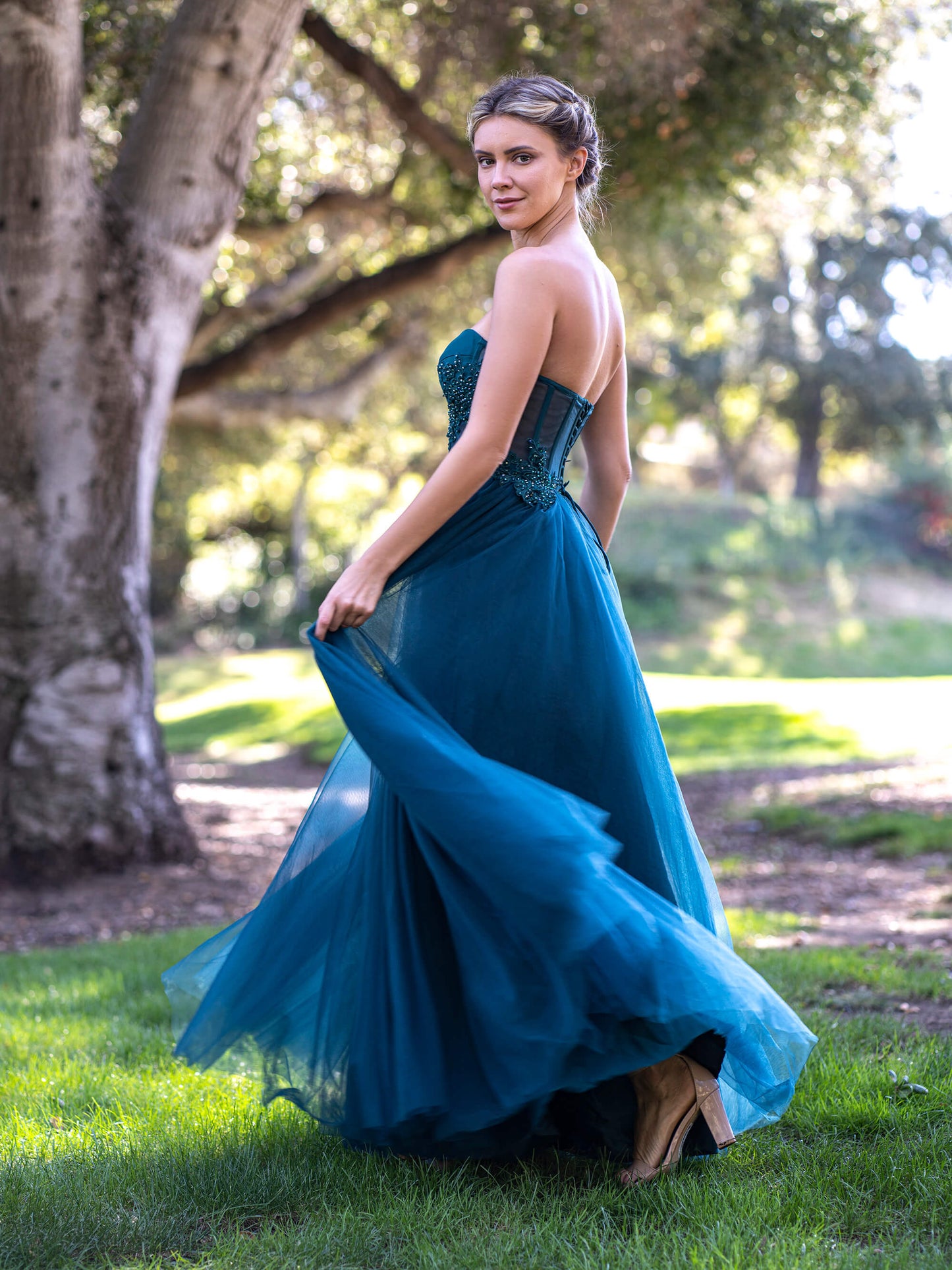 Corset Lace Floor Length Tulle Prom Dress - Prom Dresses - DYAVOR®