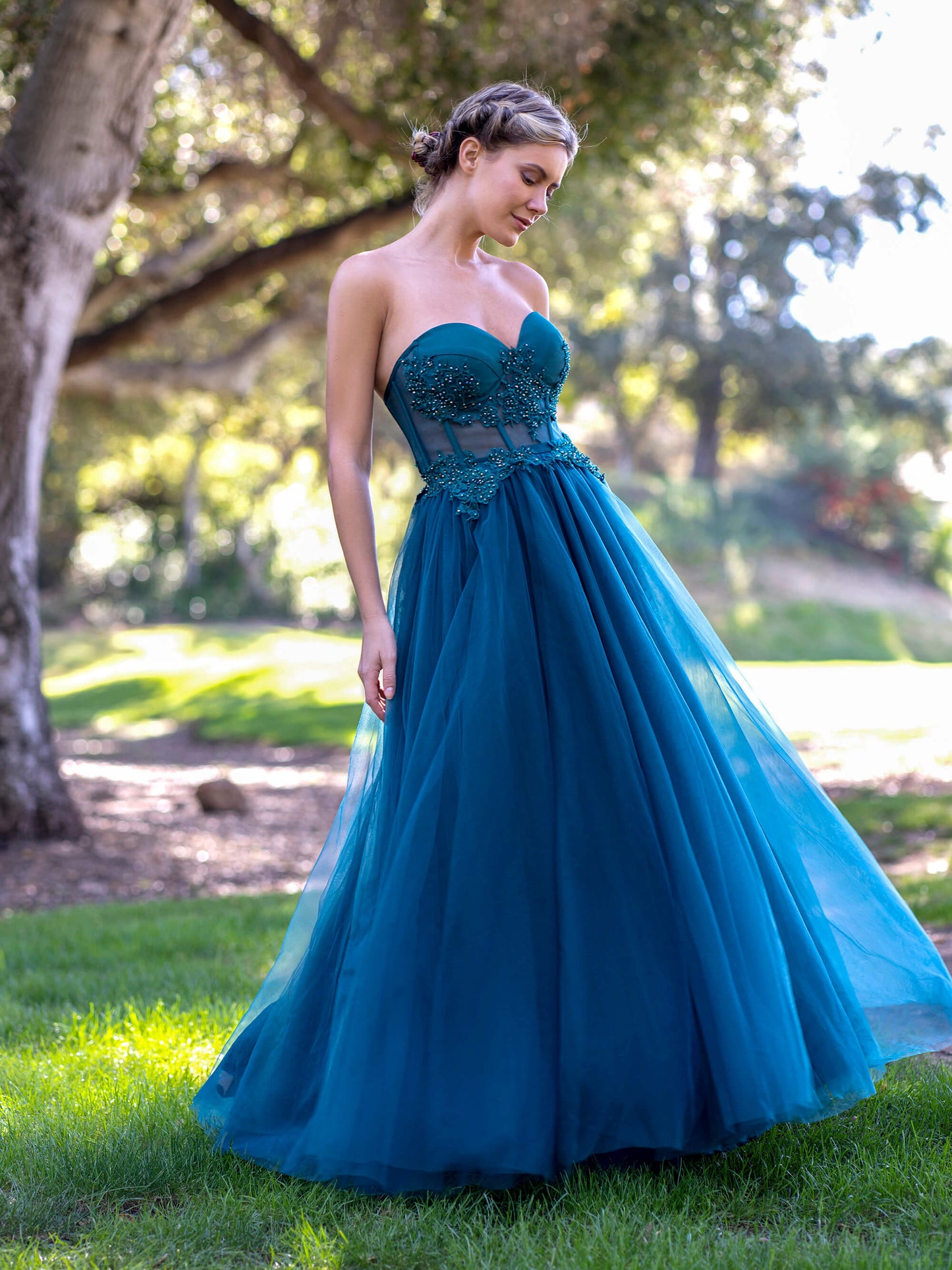 Corset Lace Floor Length Tulle Prom Dress - Prom Dresses - DYAVOR®