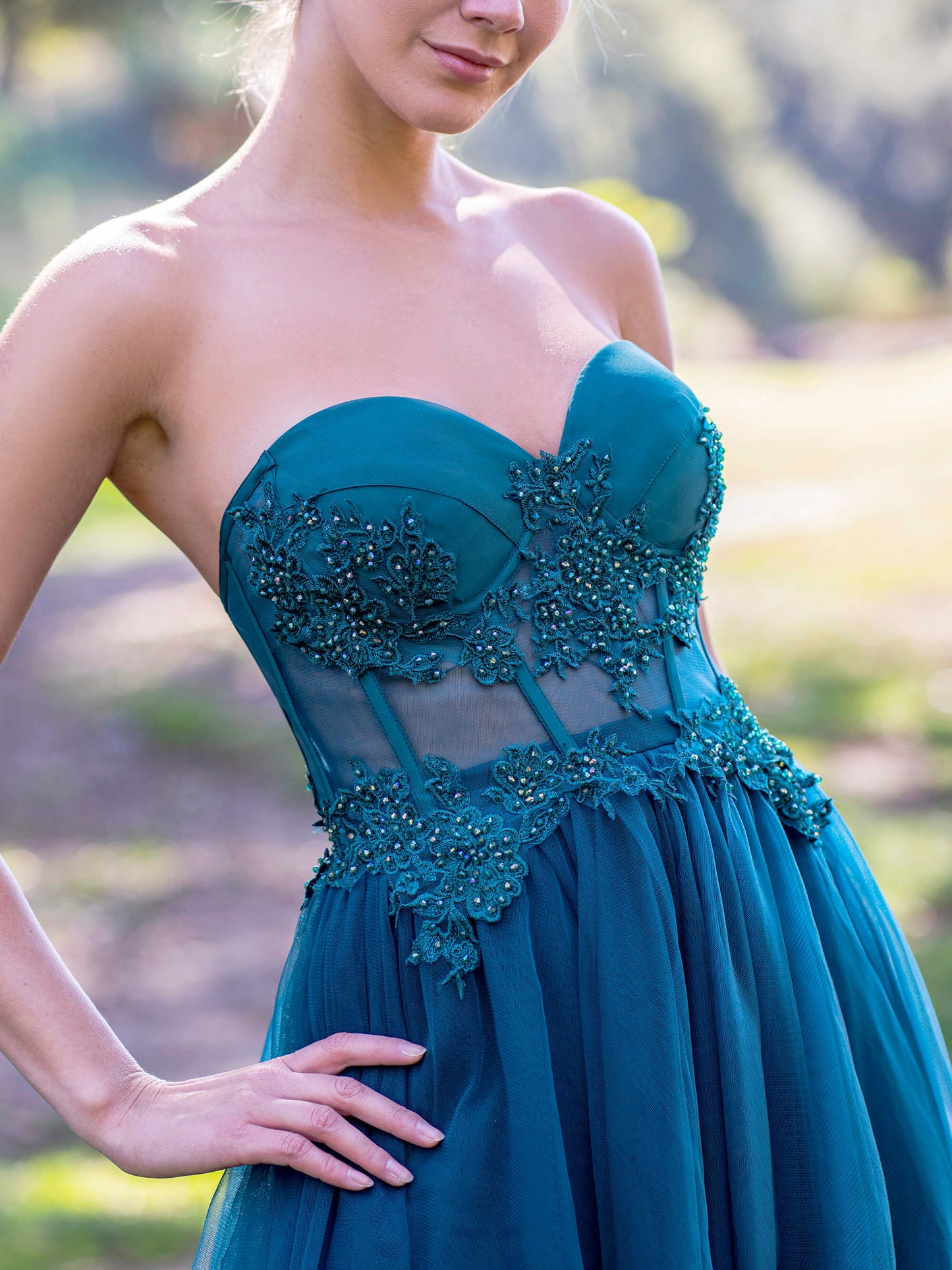 Corset Lace Floor Length Tulle Prom Dress - Prom Dresses - DYAVOR®