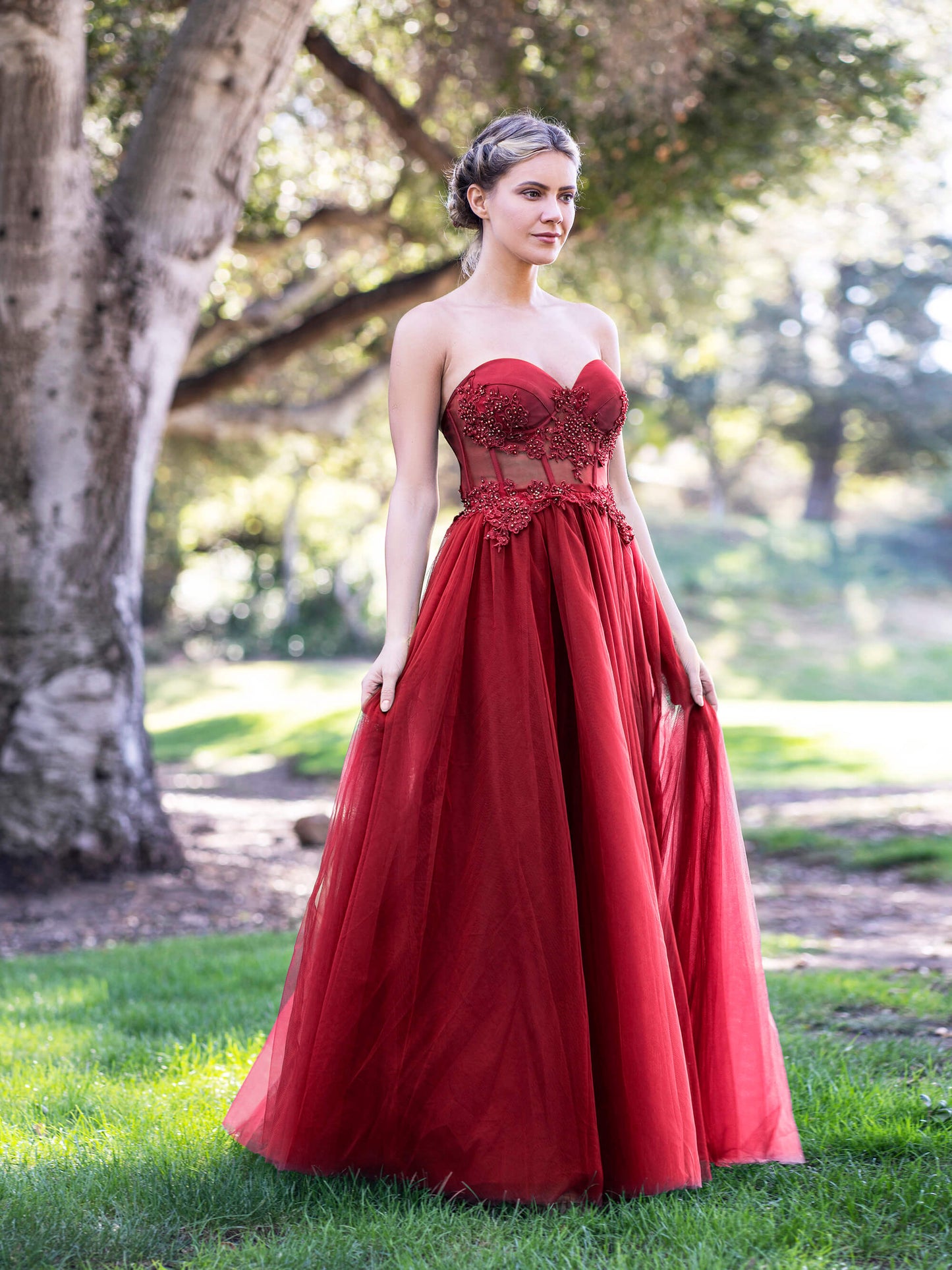 Corset Lace Floor Length Tulle Prom Dress - Prom Dresses - DYAVOR®