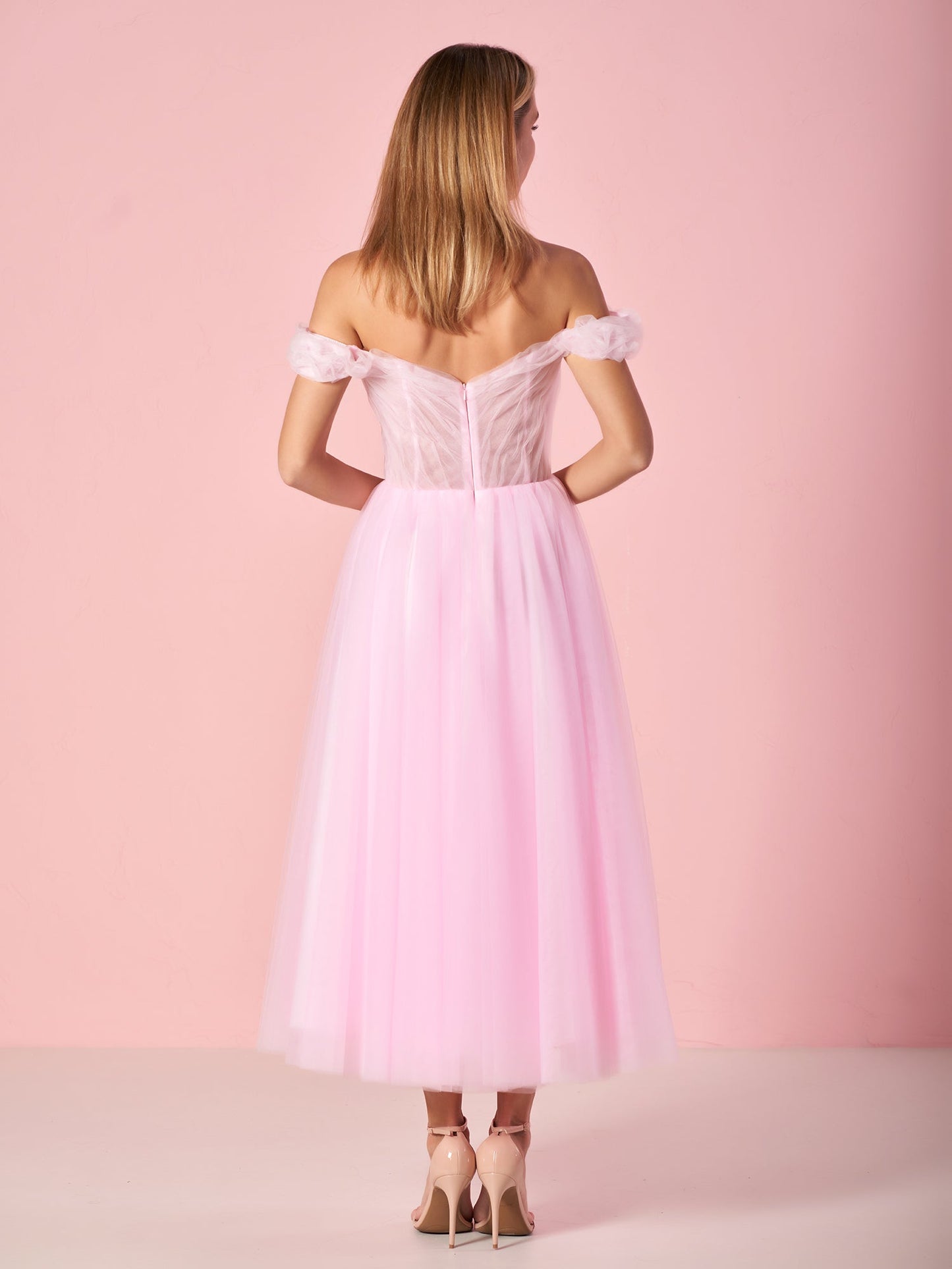 Sweetheart Neck Off the Shoulder Tea Length Tulle Prom Dress - Prom Dresses - DYAVOR®