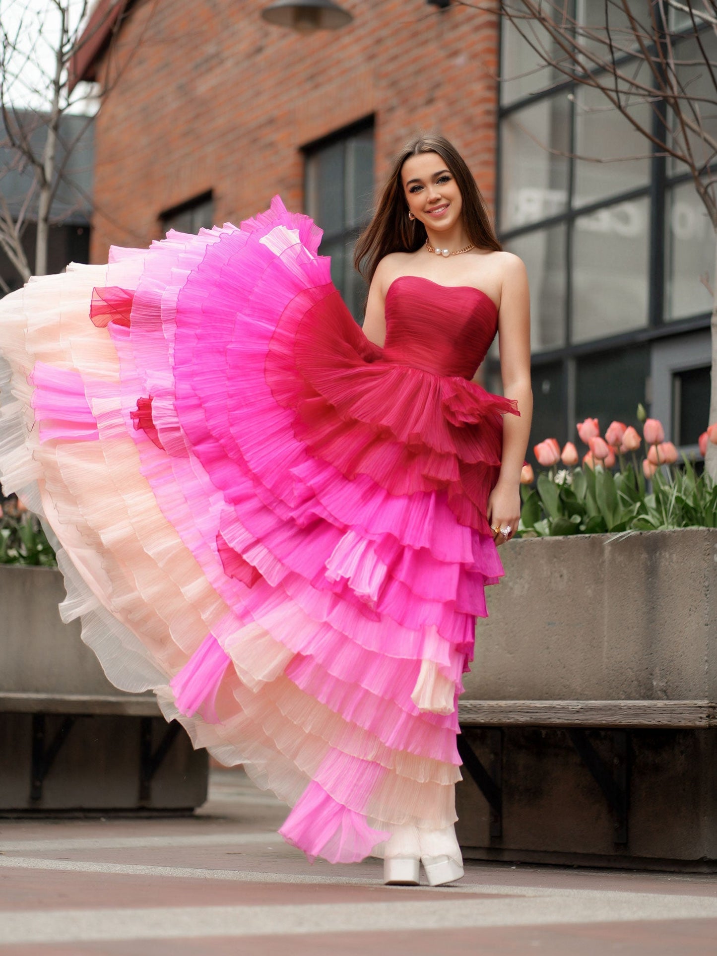 Xiomara | Sweetheart Pleated Bodice Long Prom Dress with Ruffles - Prom Dress - DYAVOR®