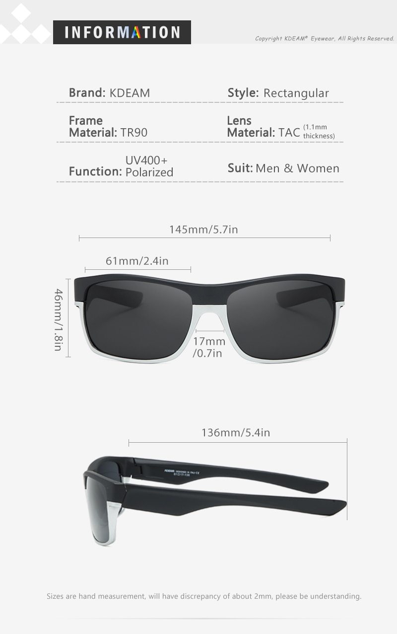TR90 145mm Lens Width Coated Polarized Sunglasses for Men Women - Unisex Sunglasses - DYAVOR®