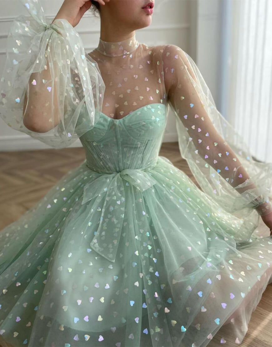 Gemma |A-Line Corset Homecoming Dress with Sleeves - Homecoming Dress - DYAVOR®