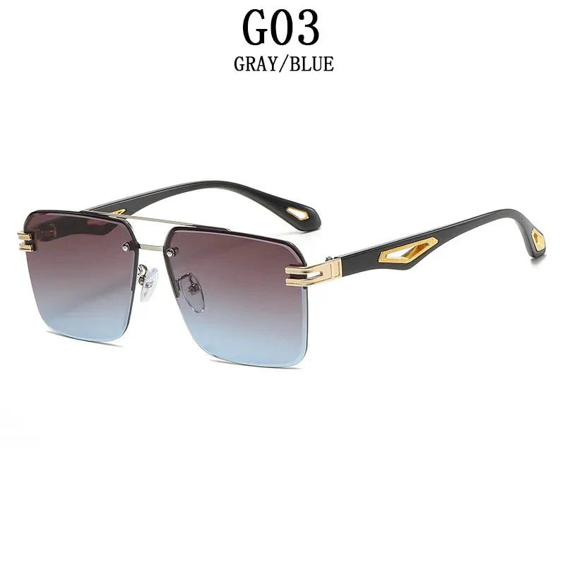 Men and Women Vintage Luxe Semi-rimless Anti-UV Square Sunglasses - Unisex Sunglasses - DYAVOR®