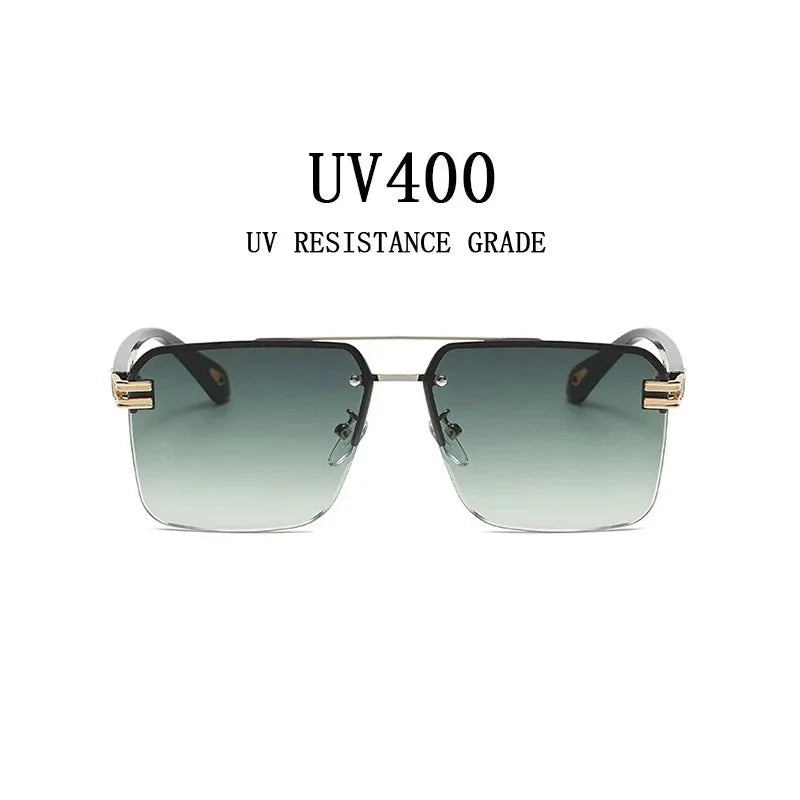 Men and Women Vintage Luxe Semi-rimless Anti-UV Square Sunglasses - Unisex Sunglasses - DYAVOR®