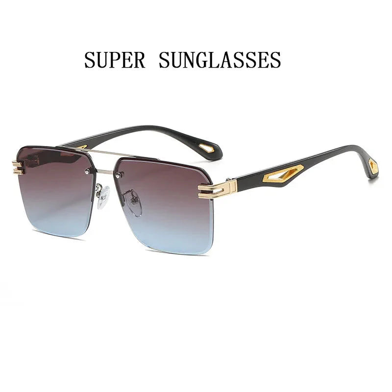 Men and Women Vintage Luxe Semi-rimless Anti-UV Square Sunglasses - Unisex Sunglasses - DYAVOR®