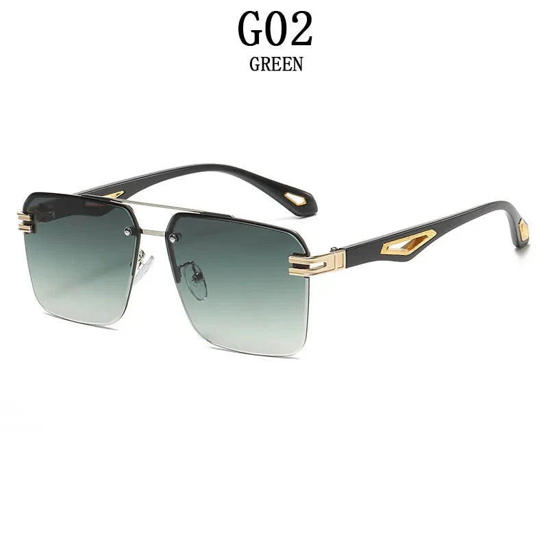 Men and Women Vintage Luxe Semi-rimless Anti-UV Square Sunglasses - Unisex Sunglasses - DYAVOR®