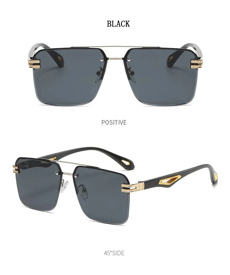 Men and Women Vintage Luxe Semi-rimless Anti-UV Square Sunglasses - Unisex Sunglasses - DYAVOR®