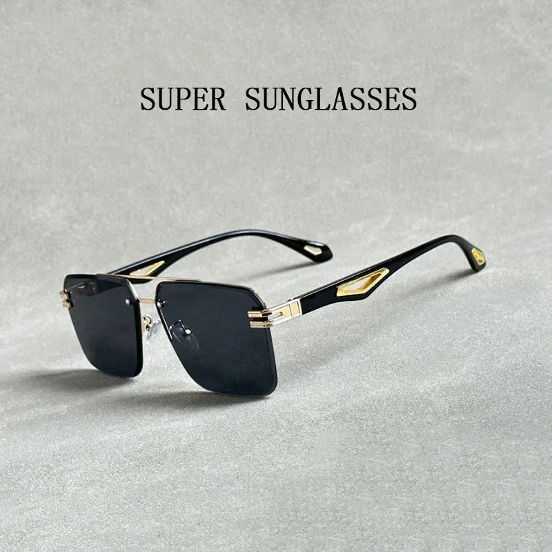 Men and Women Vintage Luxe Semi-rimless Anti-UV Square Sunglasses - Unisex Sunglasses - DYAVOR®