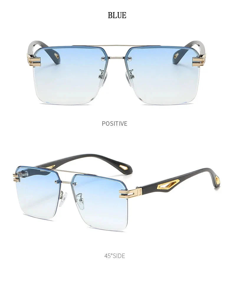 Men and Women Vintage Luxe Semi-rimless Anti-UV Square Sunglasses - Unisex Sunglasses - DYAVOR®
