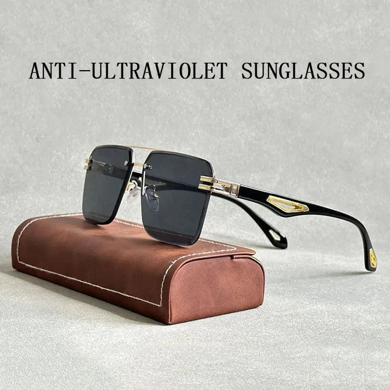 Men and Women Vintage Luxe Semi-rimless Anti-UV Square Sunglasses - Unisex Sunglasses - DYAVOR®