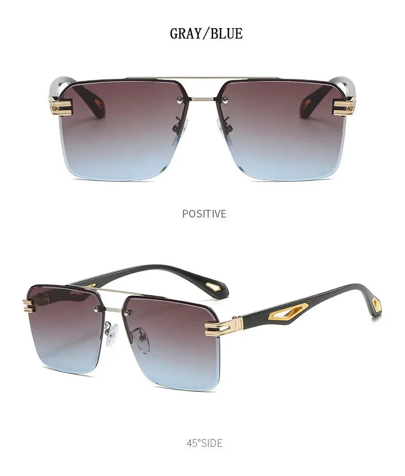 Men and Women Vintage Luxe Semi-rimless Anti-UV Square Sunglasses - Unisex Sunglasses - DYAVOR®