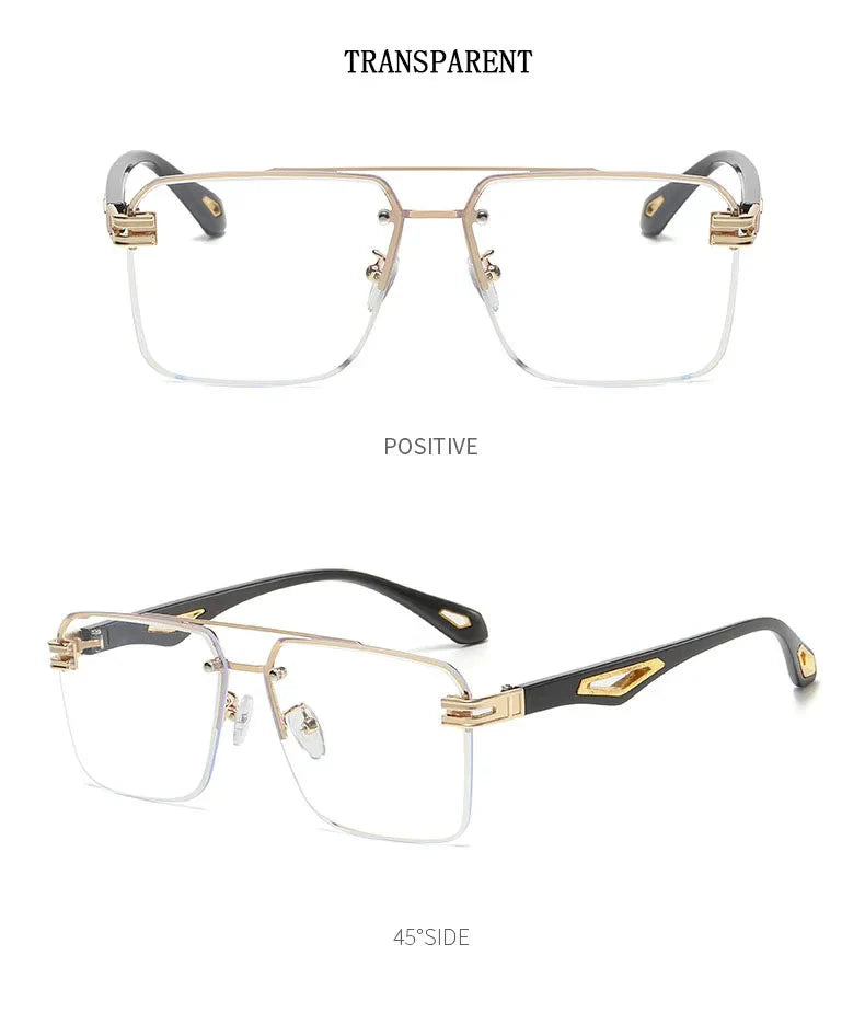 Men and Women Vintage Luxe Semi-rimless Anti-UV Square Sunglasses - Unisex Sunglasses - DYAVOR®