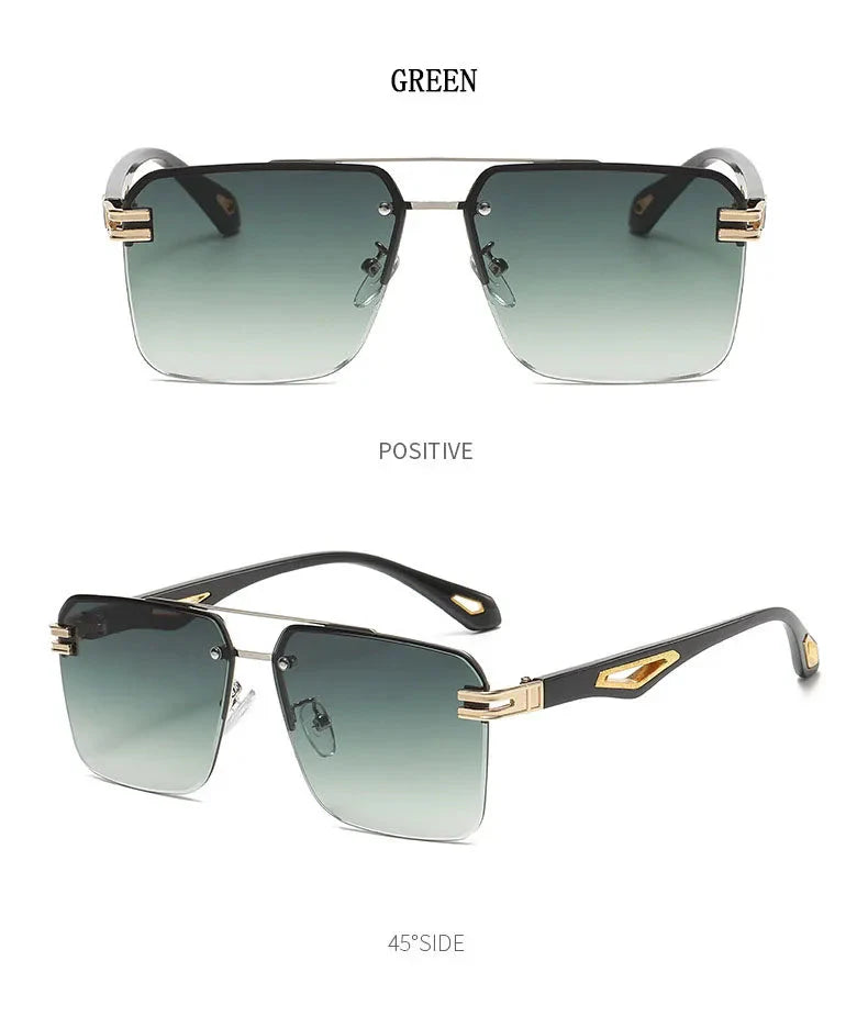 Men and Women Vintage Luxe Semi-rimless Anti-UV Square Sunglasses - Unisex Sunglasses - DYAVOR®