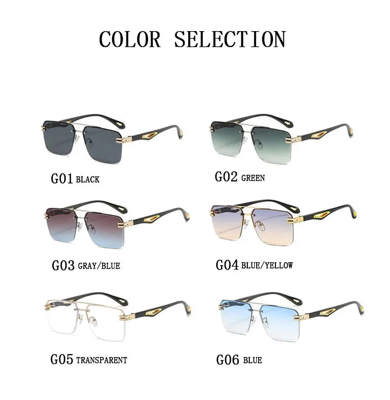 Men and Women Vintage Luxe Semi-rimless Anti-UV Square Sunglasses - Unisex Sunglasses - DYAVOR®
