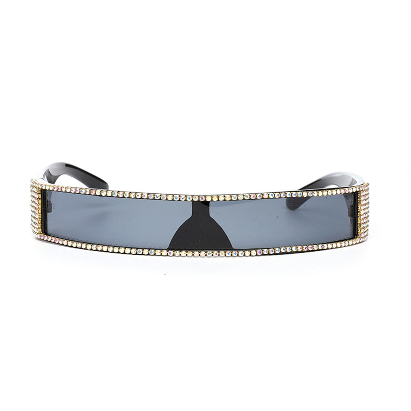 Unisex UV400 One Piece Steampunk Mirror Diamond Crystal Sunglasses - Unisex Sunglasses - DYAVOR®