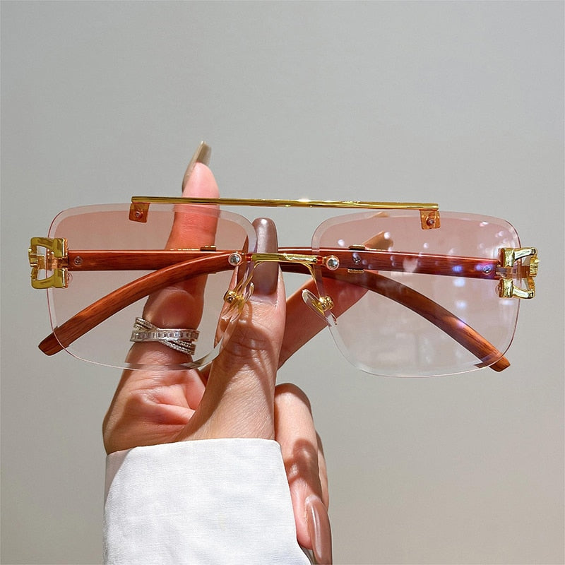 Unisex Oversized Rimless Gradient Double Bridge Retro Sunglasses - Unisex Sunglasses - DYAVOR®