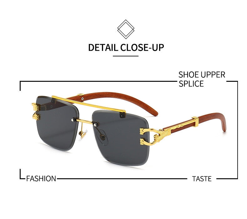 Unisex Oversized Rimless Gradient Double Bridge Retro Sunglasses - Unisex Sunglasses - DYAVOR®