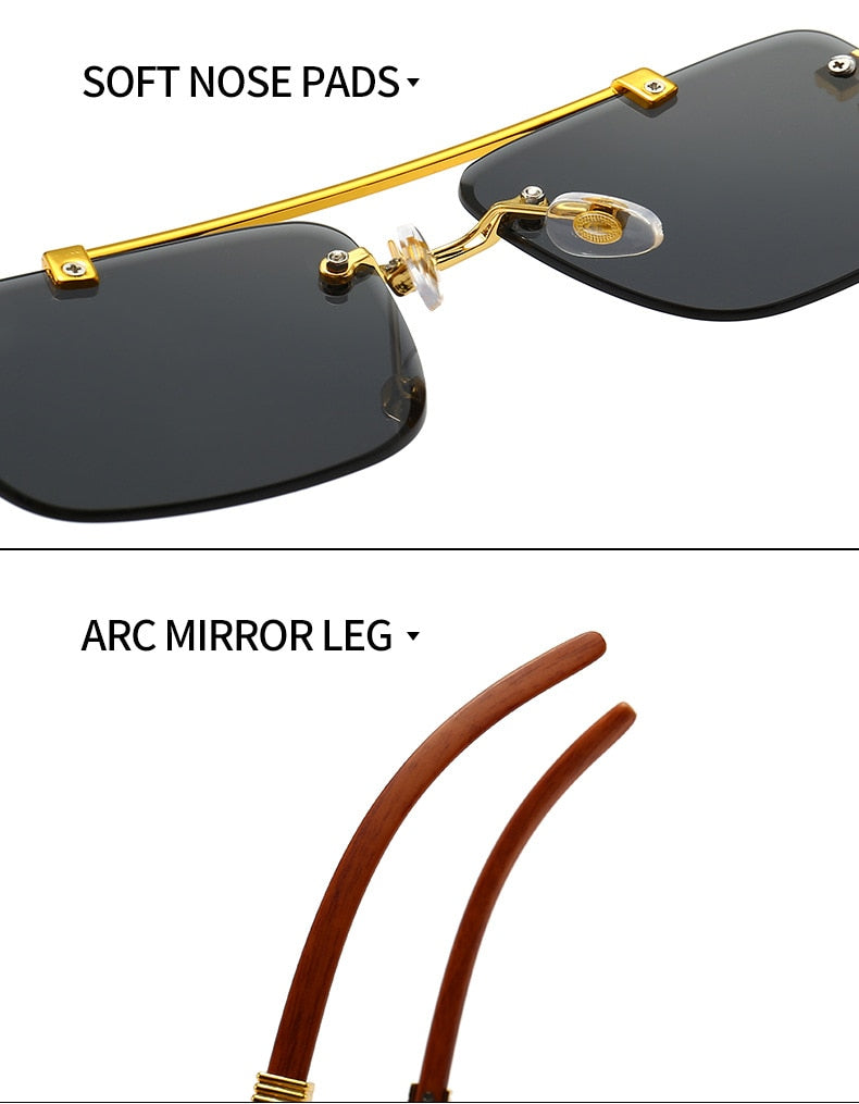 Unisex Oversized Rimless Gradient Double Bridge Retro Sunglasses - Unisex Sunglasses - DYAVOR®