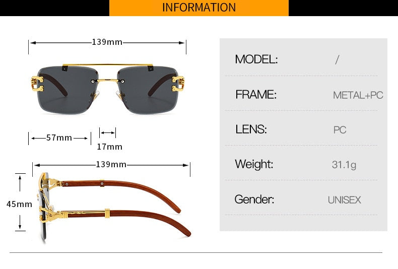 Unisex Oversized Rimless Gradient Double Bridge Retro Sunglasses - Unisex Sunglasses - DYAVOR®