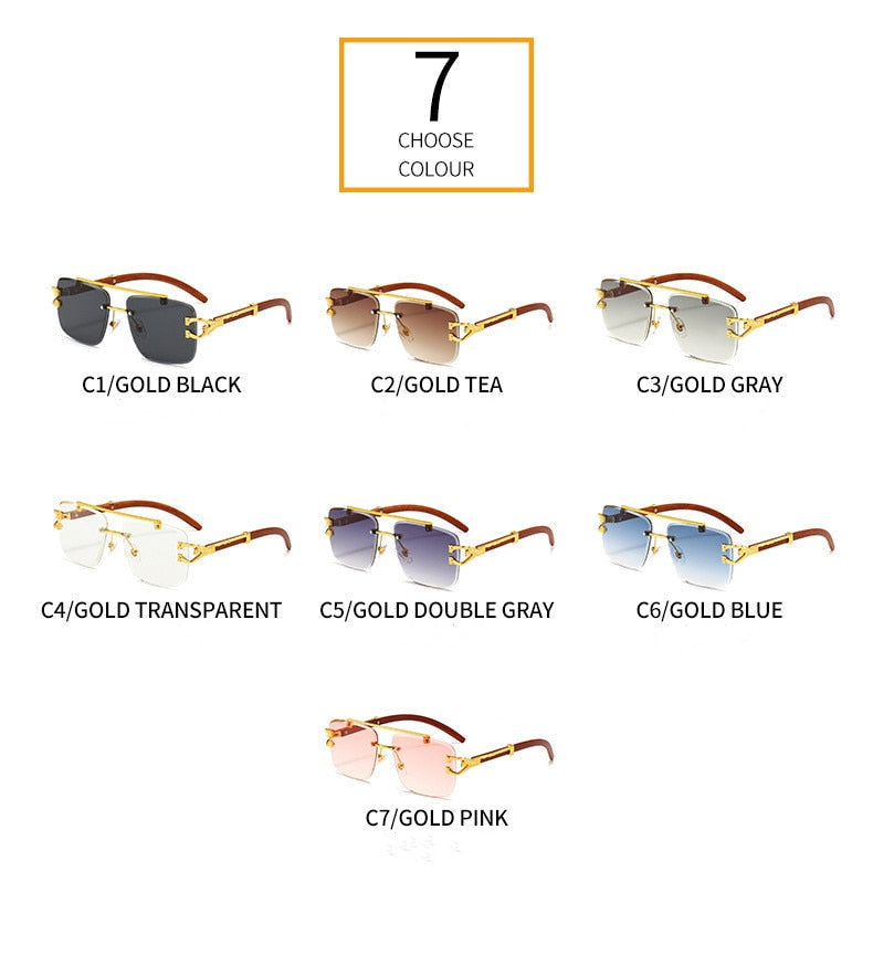 Unisex Oversized Rimless Gradient Double Bridge Retro Sunglasses - Unisex Sunglasses - DYAVOR®