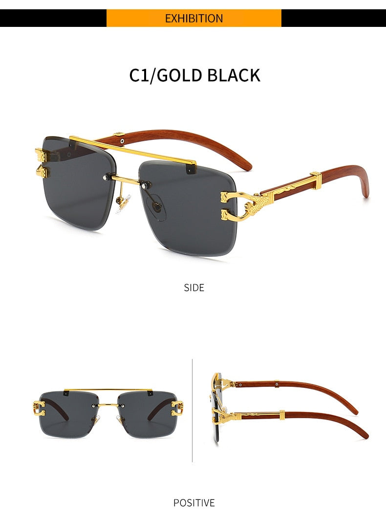 Unisex Oversized Rimless Gradient Double Bridge Retro Sunglasses - Unisex Sunglasses - DYAVOR®