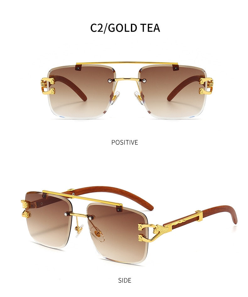 Unisex Oversized Rimless Gradient Double Bridge Retro Sunglasses - Unisex Sunglasses - DYAVOR®