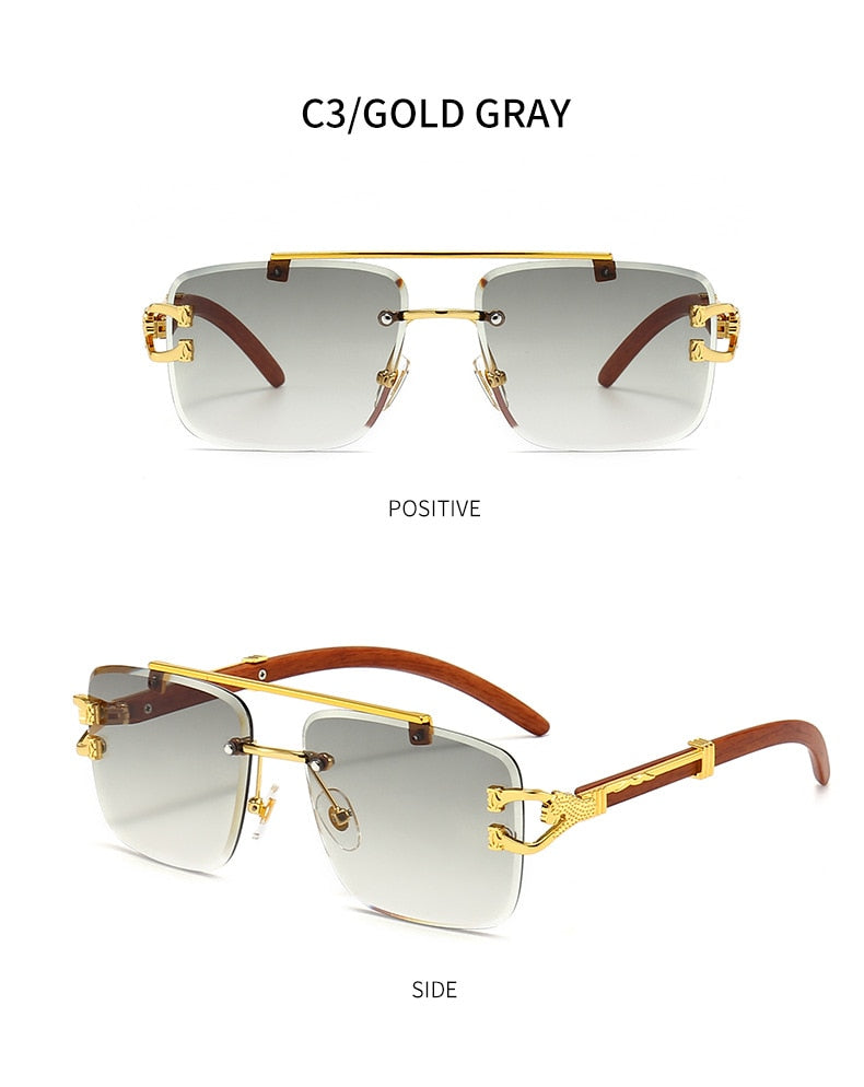 Unisex Oversized Rimless Gradient Double Bridge Retro Sunglasses - Unisex Sunglasses - DYAVOR®