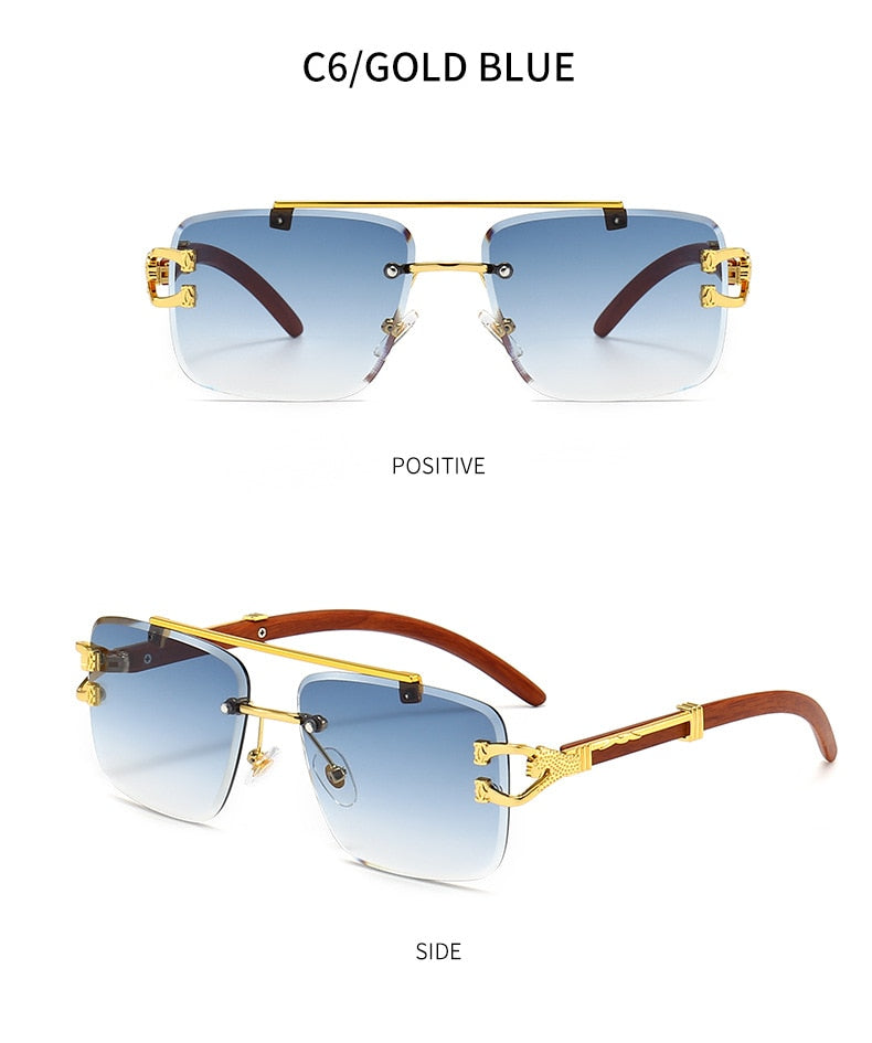 Unisex Oversized Rimless Gradient Double Bridge Retro Sunglasses - Unisex Sunglasses - DYAVOR®