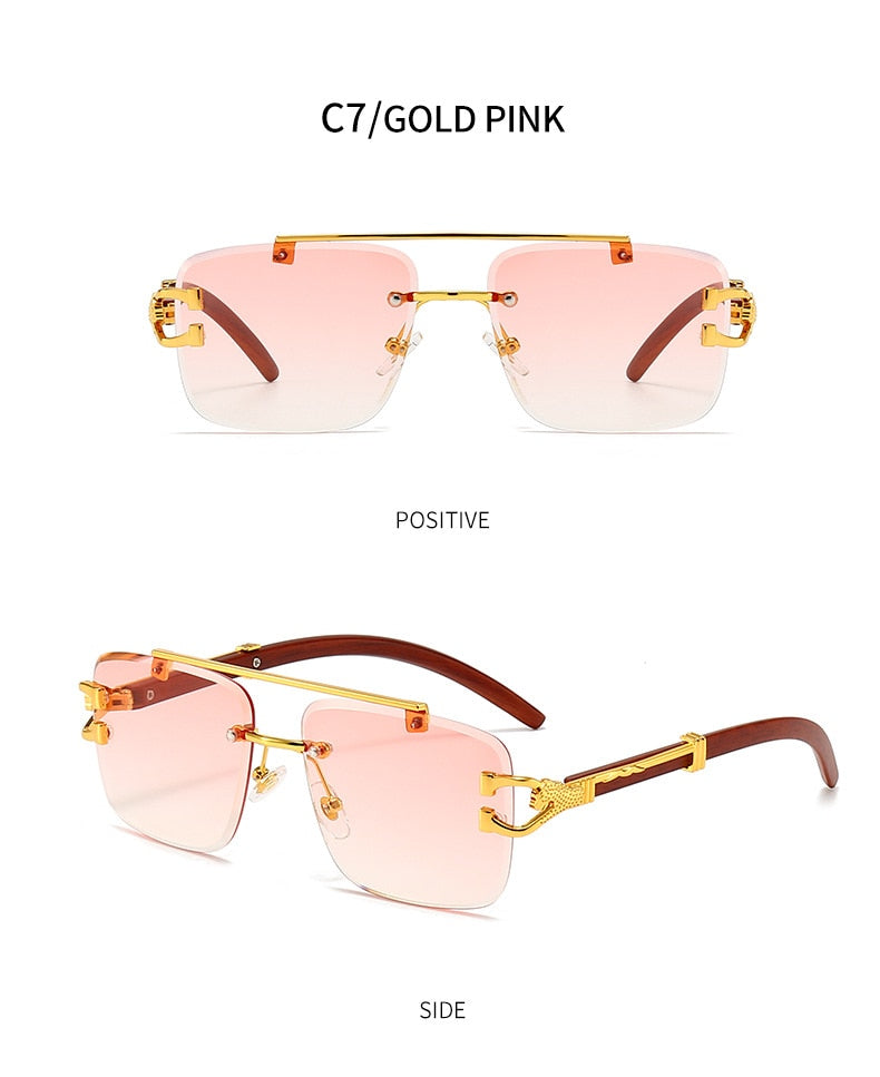 Unisex Oversized Rimless Gradient Double Bridge Retro Sunglasses - Unisex Sunglasses - DYAVOR®