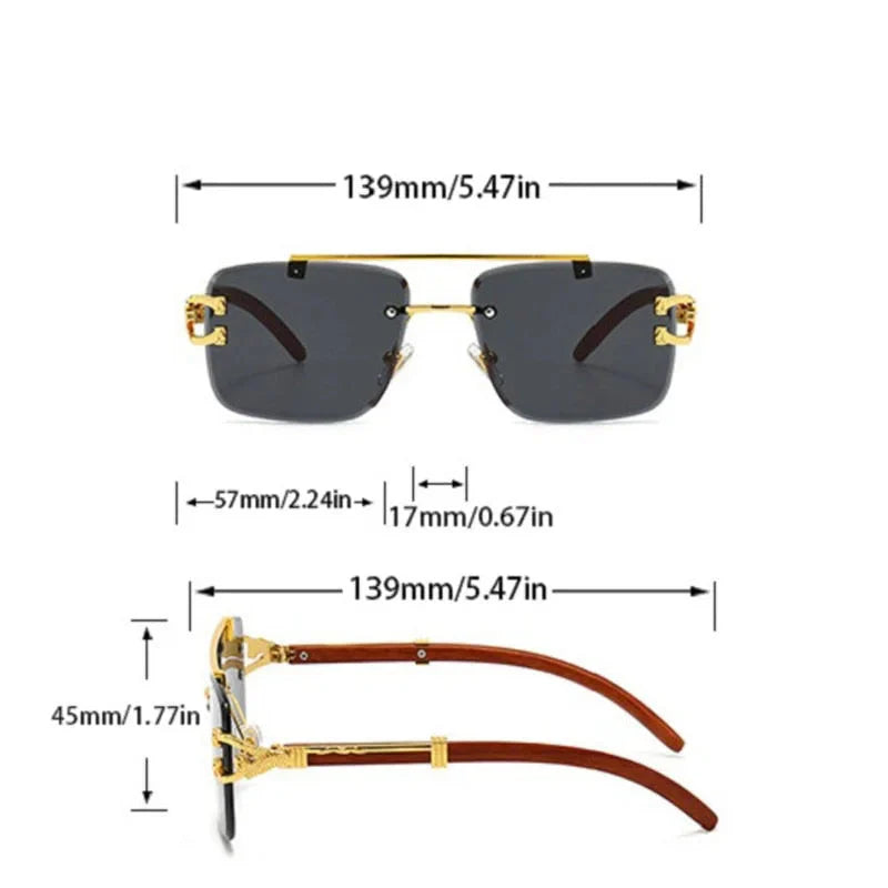 Unisex Oversized Rimless Gradient Double Bridge Retro Sunglasses - Unisex Sunglasses - DYAVOR®