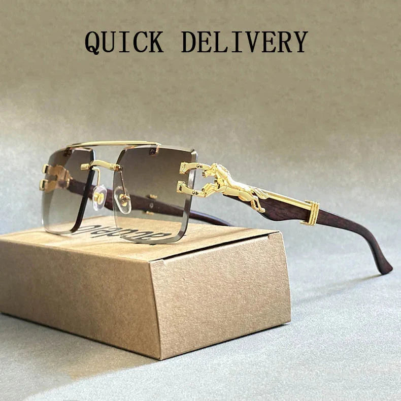 Unisex Vintage Luxury Style Rimless Square Designer Fashion Sunglasses - Unisex Sunglasses - DYAVOR®