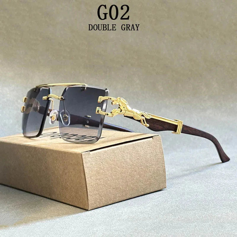 Unisex Vintage Luxury Style Rimless Square Designer Fashion Sunglasses - Unisex Sunglasses - DYAVOR®