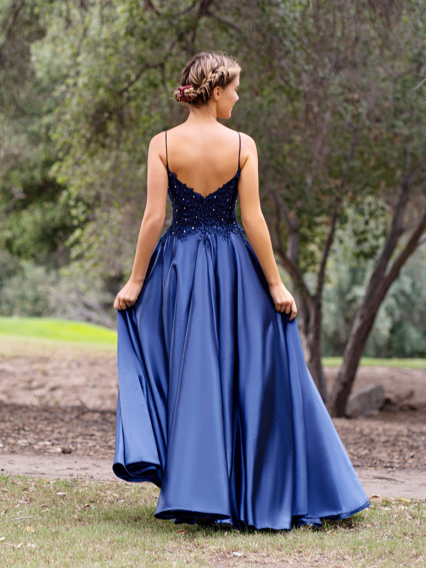 V-Neck Lace Stain A-Line Floor-length Evening Dress - Prom Dresses - DYAVOR®