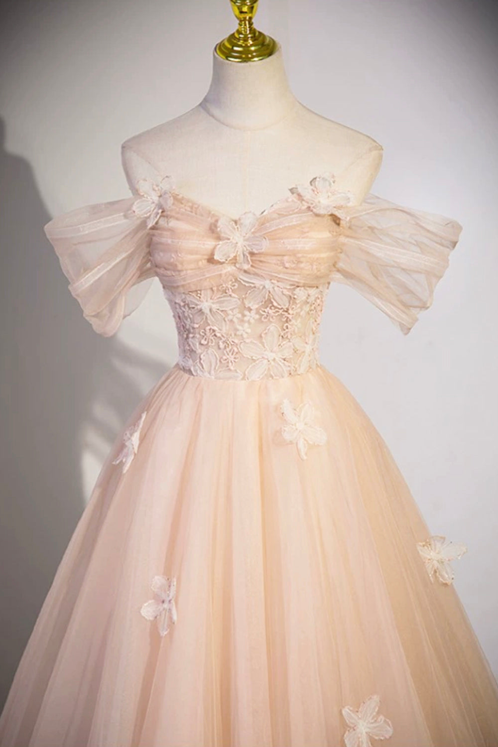 Coraline | Cute Flowers Tulle Long Formal Dresses, Off Shoulder Evening Dresses - Prom Dress - DYAVOR®