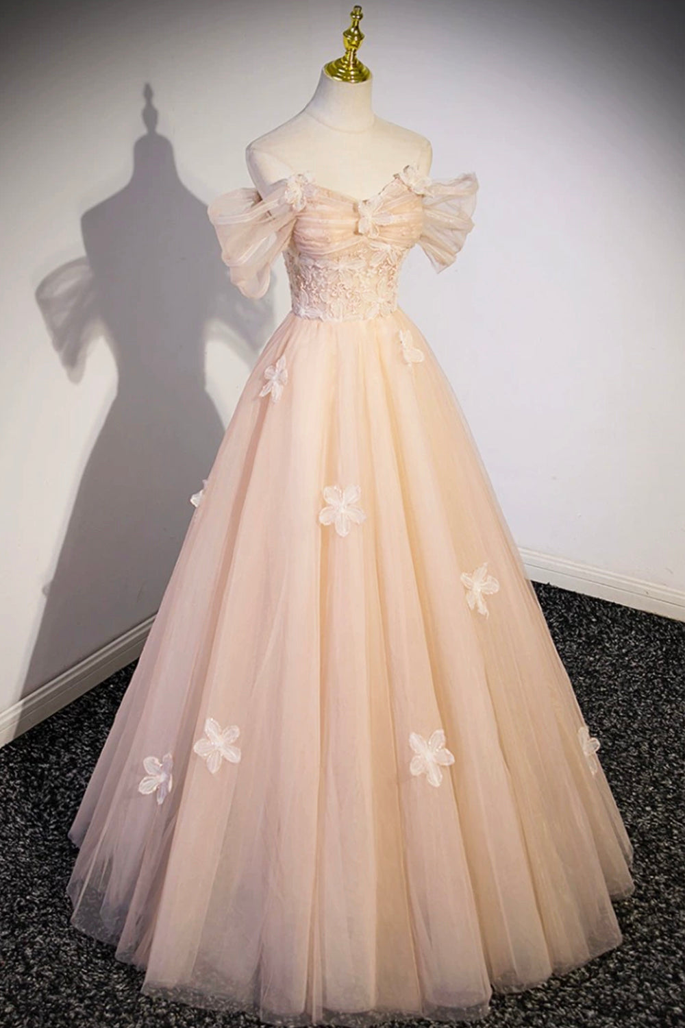 Coraline | Cute Flowers Tulle Long Formal Dresses, Off Shoulder Evening Dresses - Prom Dress - DYAVOR®
