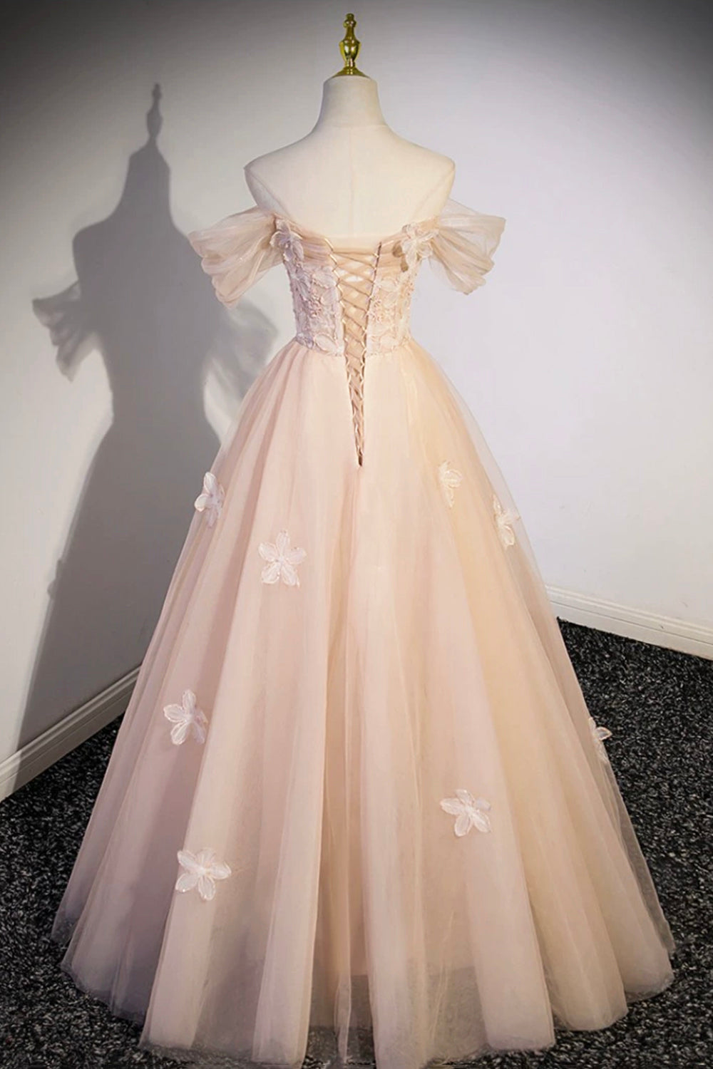 Coraline | Cute Flowers Tulle Long Formal Dresses, Off Shoulder Evening Dresses - Prom Dress - DYAVOR®