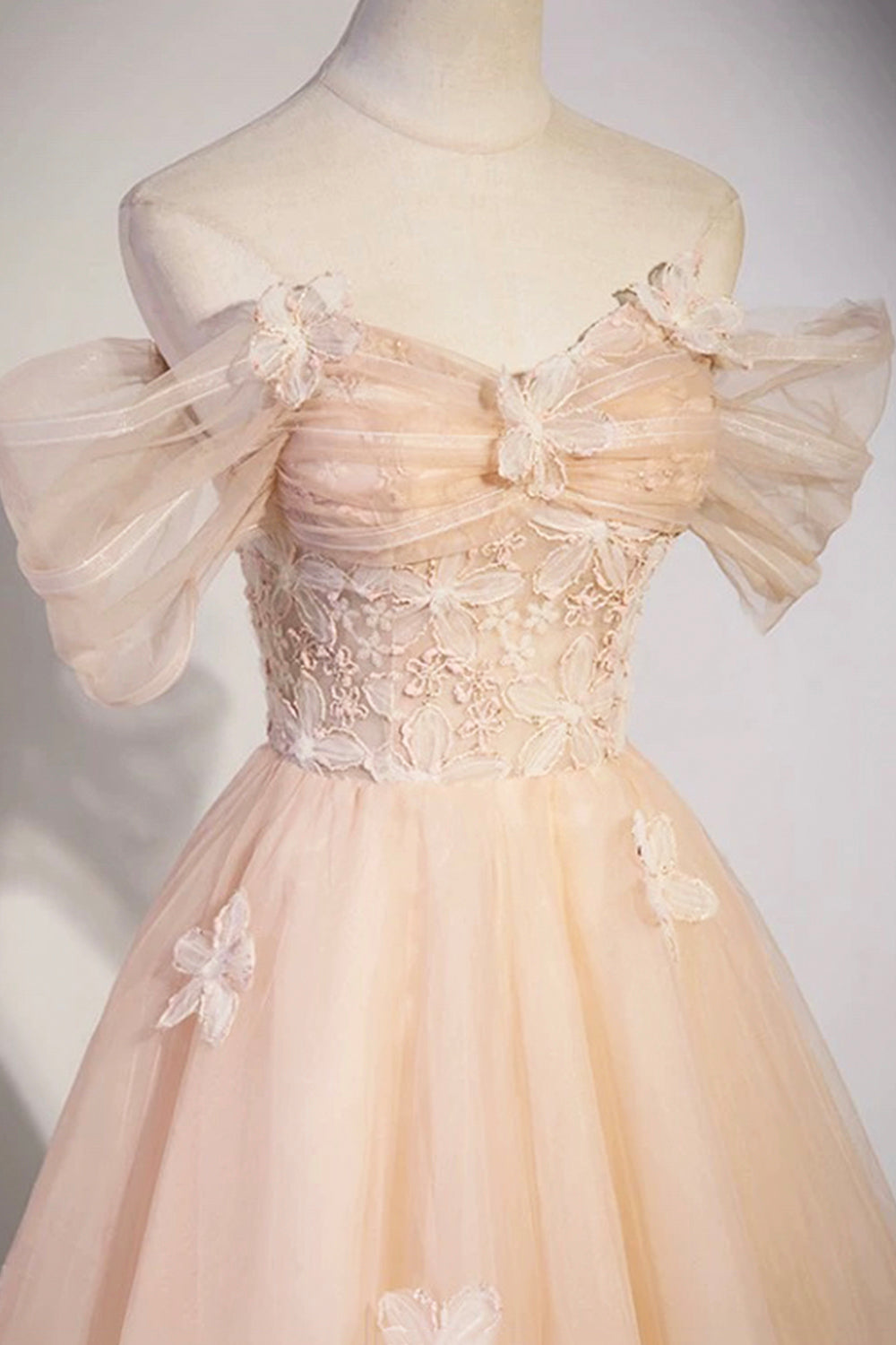 Coraline | Cute Flowers Tulle Long Formal Dresses, Off Shoulder Evening Dresses - Prom Dress - DYAVOR®