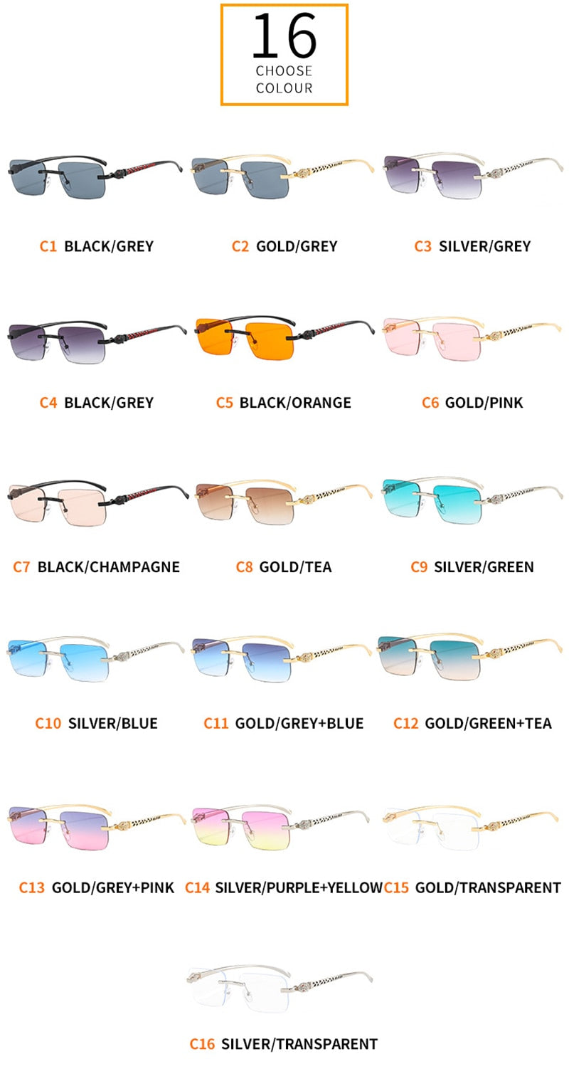 Women's Vintage Fashion Designer Rimless Small Square Sunglasses - Women Sunglasses - DYAVOR®