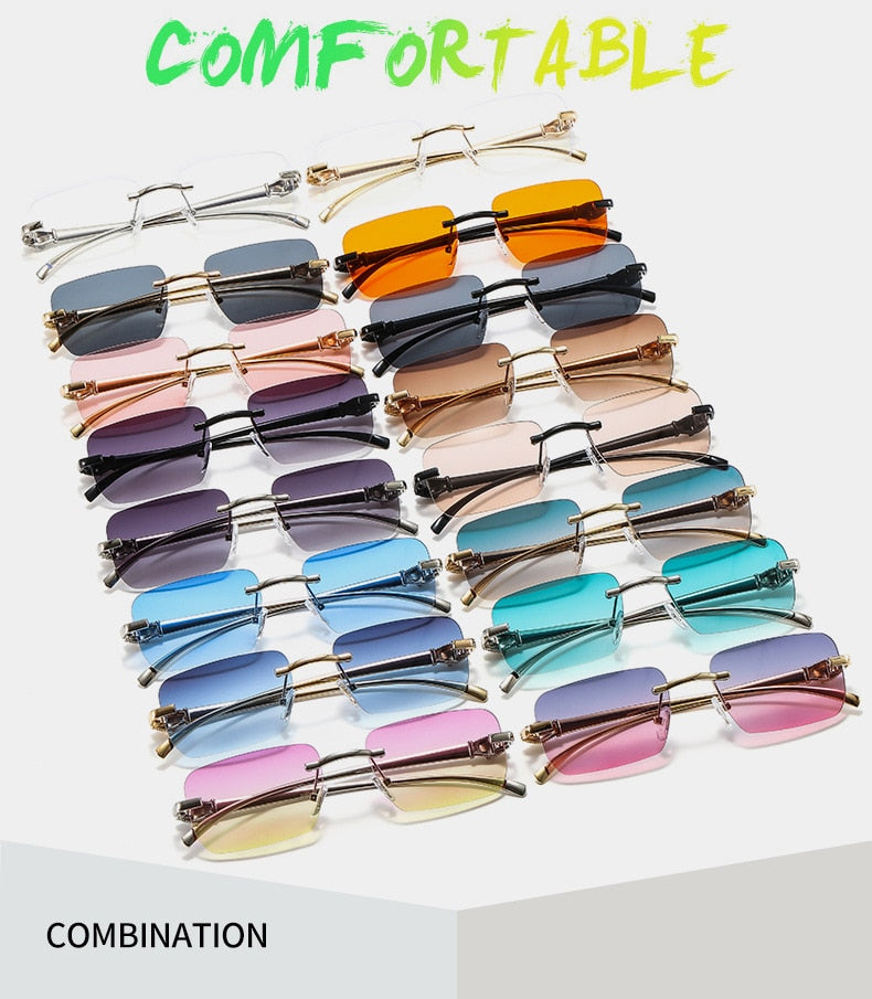 Women's Vintage Fashion Designer Rimless Small Square Sunglasses - Women Sunglasses - DYAVOR®