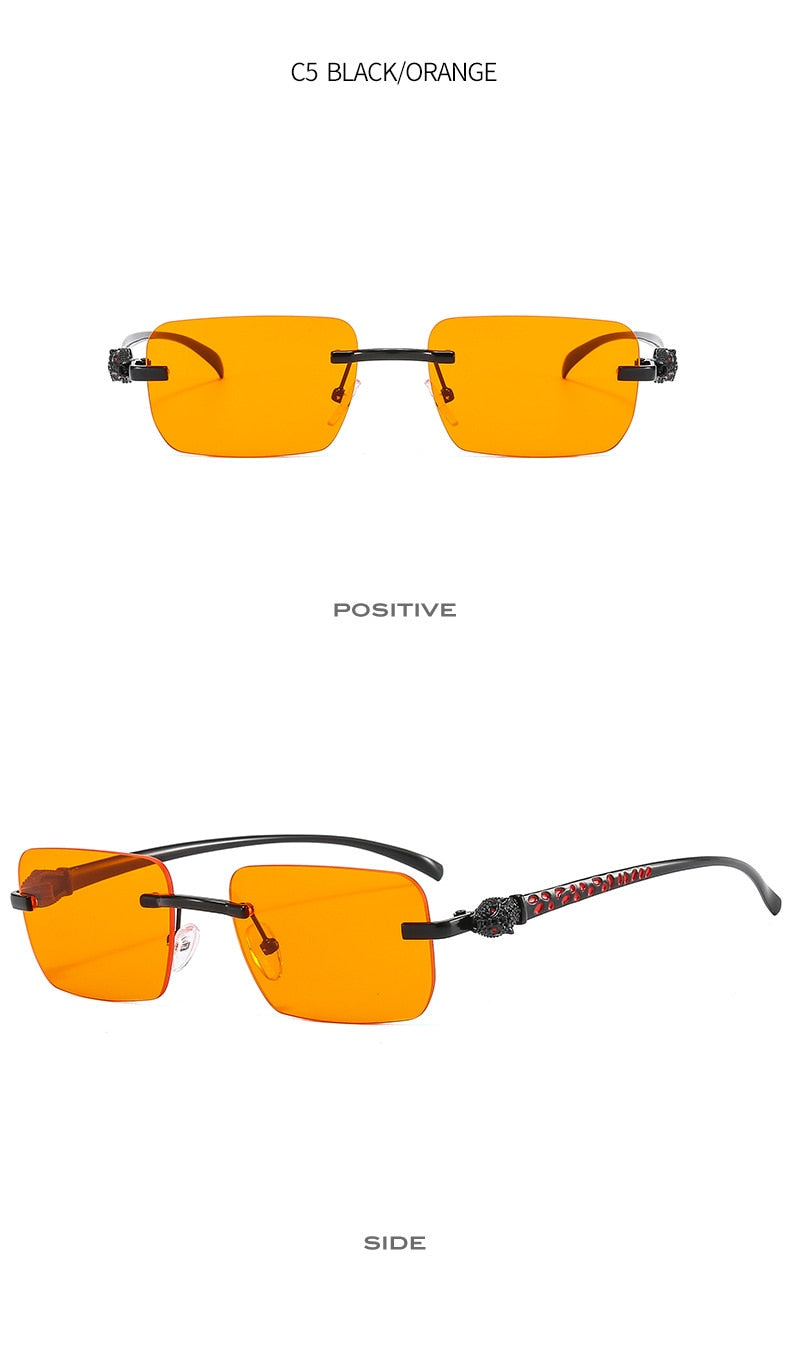 Women's Vintage Fashion Designer Rimless Small Square Sunglasses