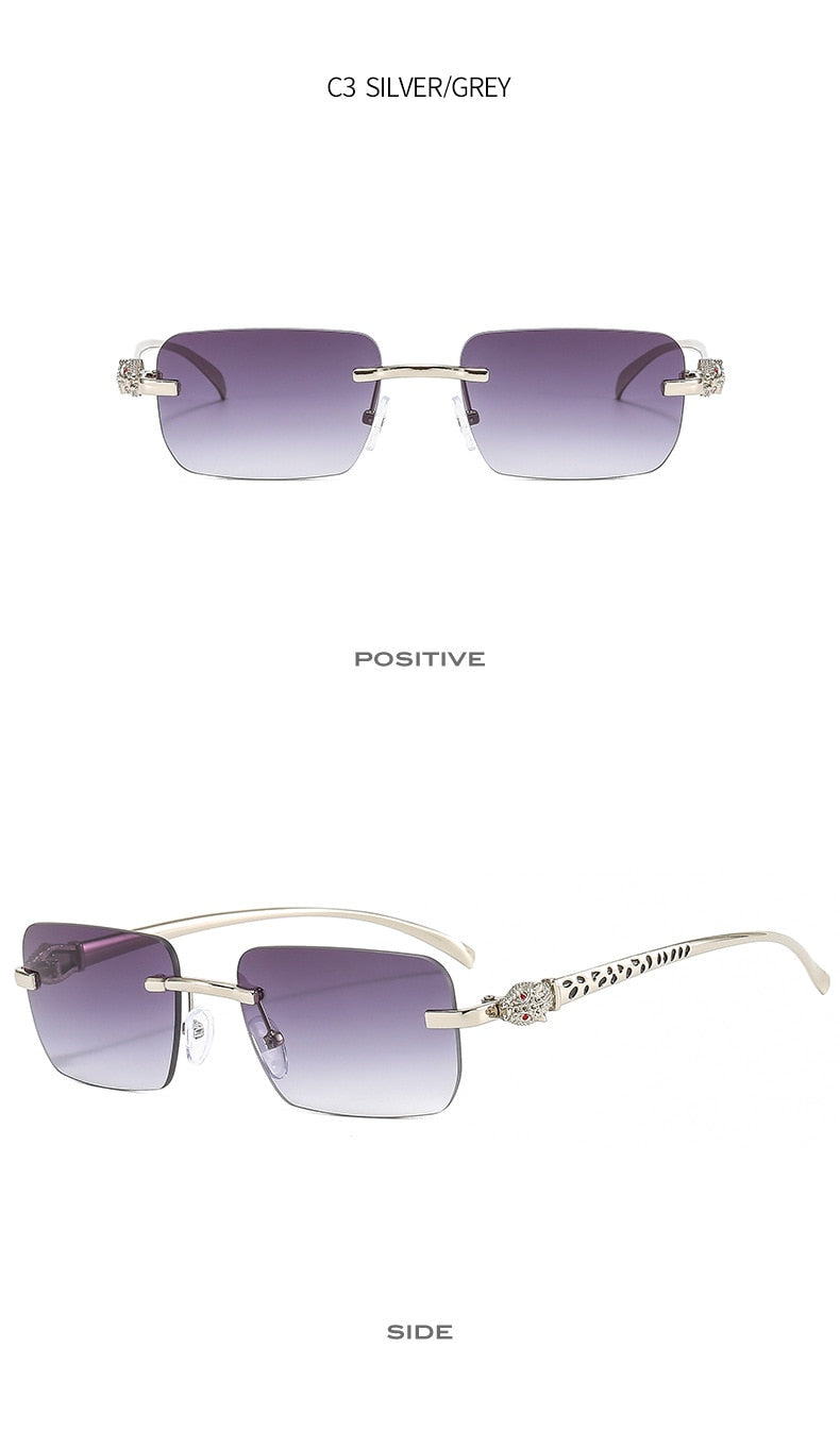 Women's Vintage Fashion Designer Rimless Small Square Sunglasses