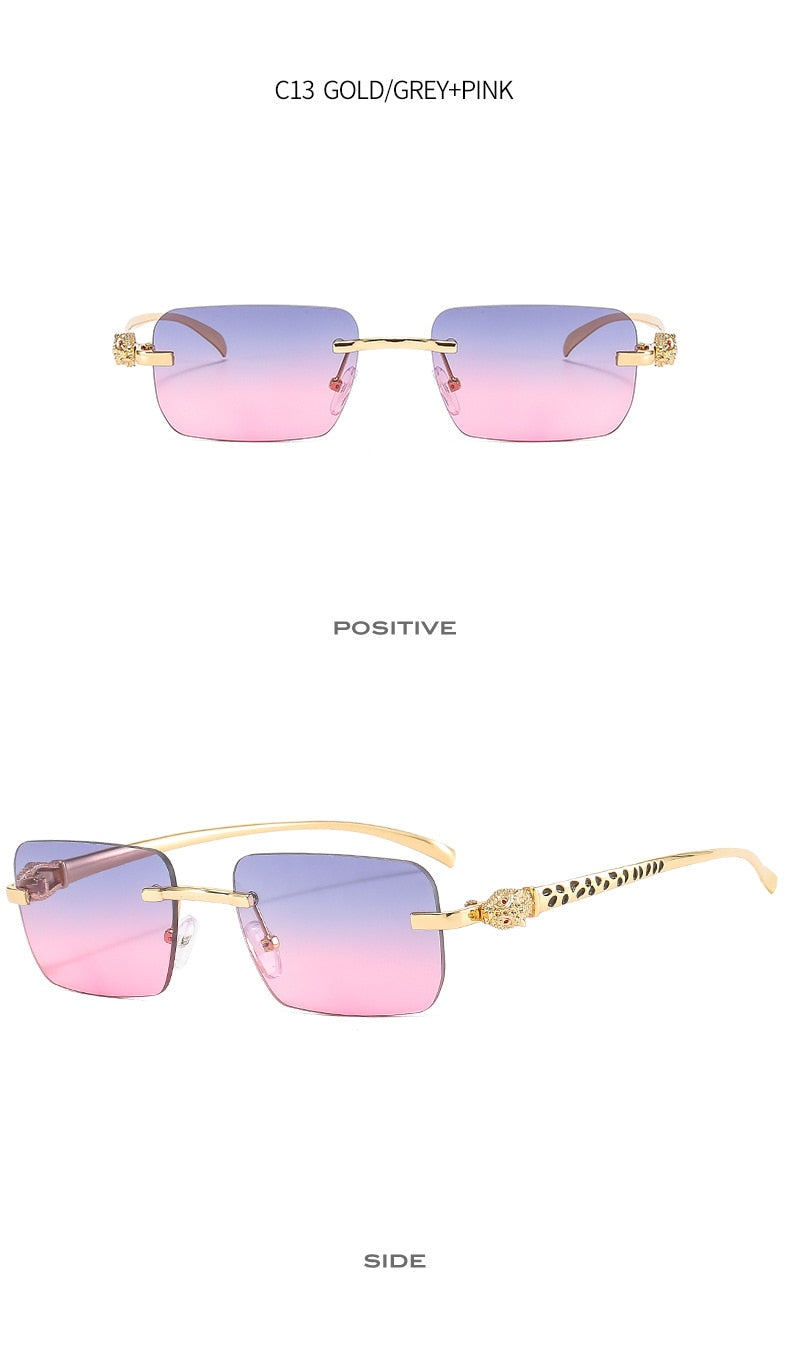 Women's Vintage Fashion Designer Rimless Small Square Sunglasses