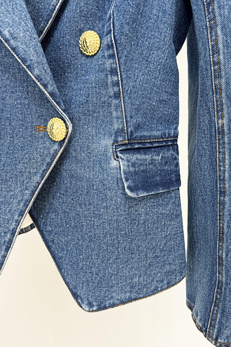Vintage Gold Button Denim Jacket High Waist Tulip Skirt Two Piece Dress - Two Piece - DYAVOR®
