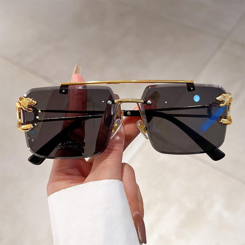 Unisex Vintage UV400 Double Bridge Gradient Rimless Square Sunglasses - Unisex Sunglasses - DYAVOR®