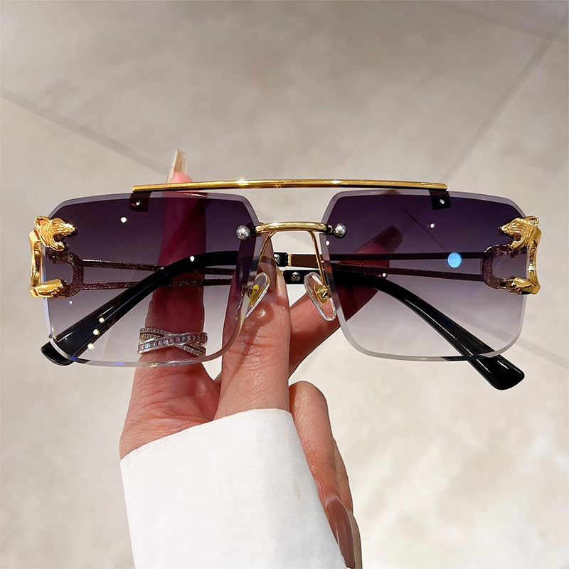 Unisex Vintage UV400 Double Bridge Gradient Rimless Square Sunglasses - Unisex Sunglasses - DYAVOR®