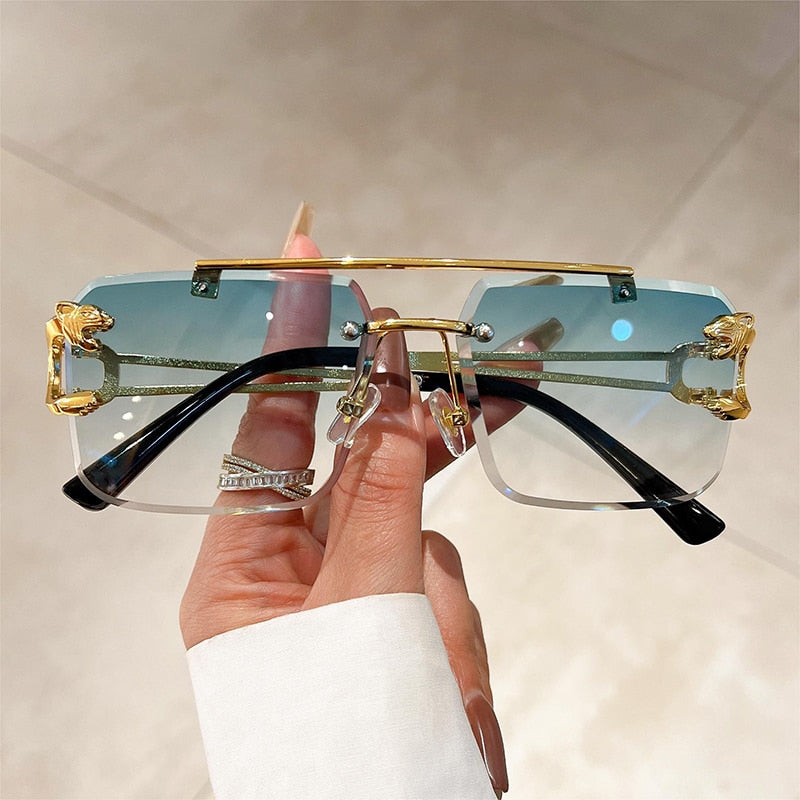 Unisex Vintage UV400 Double Bridge Gradient Rimless Square Sunglasses - Unisex Sunglasses - DYAVOR®