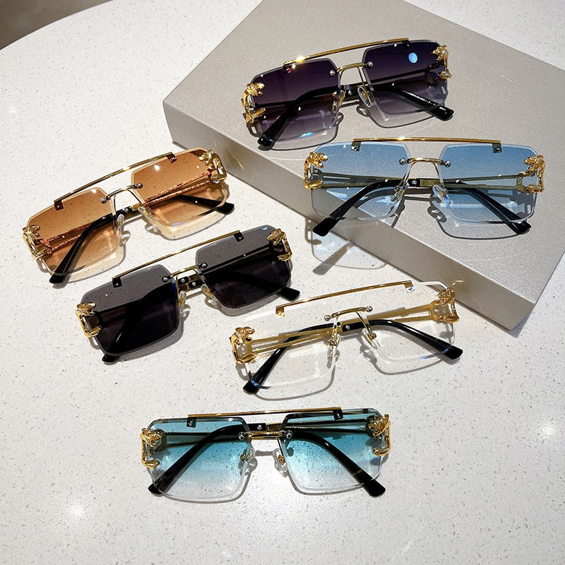 Unisex Vintage UV400 Double Bridge Gradient Rimless Square Sunglasses - Unisex Sunglasses - DYAVOR®