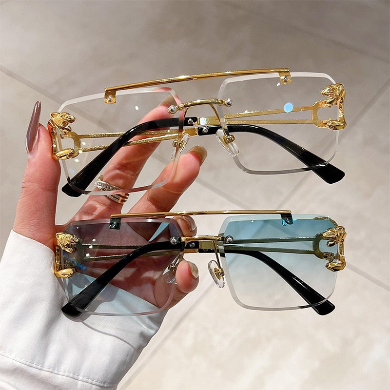 Unisex Vintage UV400 Double Bridge Gradient Rimless Square Sunglasses - Unisex Sunglasses - DYAVOR®